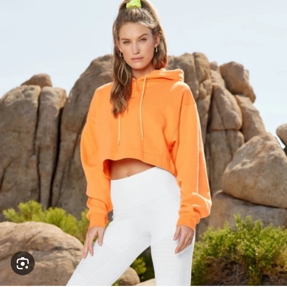 ALO Yoga Bae Hoodie Cropped Neon Apricot Orange